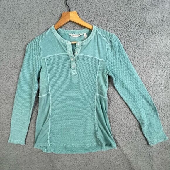 SOFT SURROUNDINGS WOMENS HENLY STYLE BLOUSE TURQUOISE SIZE XS - Picture 1 of 10